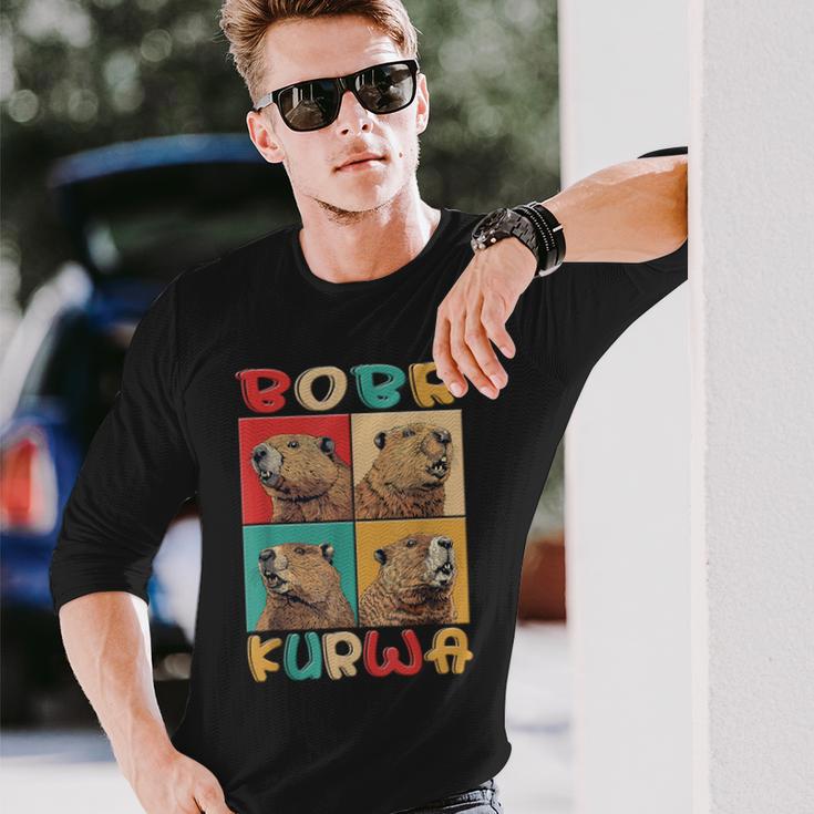 Bobr Kurwa Meme Retro Biber Kurwa Langarmshirts Geschenke für Ihn