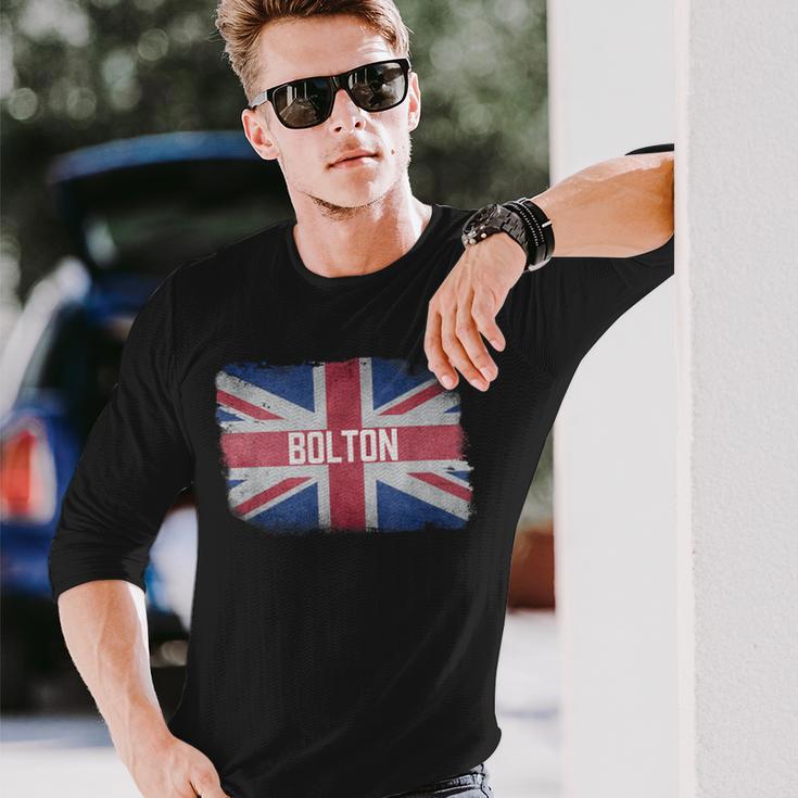 Bolton United Kingdom British Flag Vintage Uk Souvenir Long Sleeve T-Shirt Gifts for Him