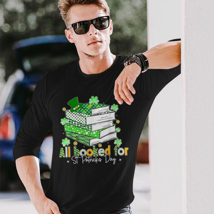 All Booked For St Patrick's Day Bookish Leprechaun Bookworm Long Sleeve T-Shirt Gifts for Him
