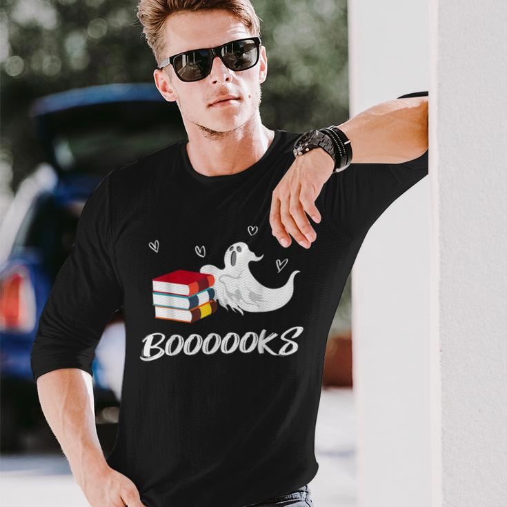 Books Boooooks Ghost Loving Cute Humor Parody Long Sleeve T-Shirt Gifts for Him