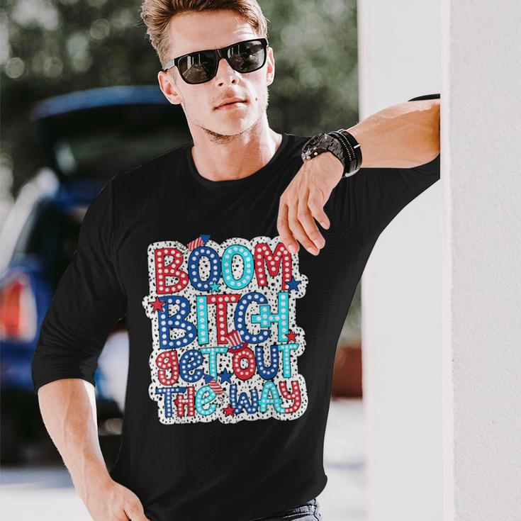 Boom Bitch Get Out The Way 4Th Of July Dalmatian Dots Long Sleeve T-Shirt Gifts for Him