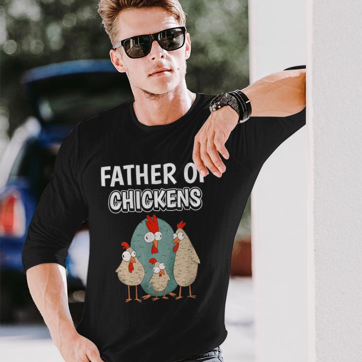 Boys Hen Dad Father's Day Father Of Chickens Long Sleeve T-Shirt Gifts for Him