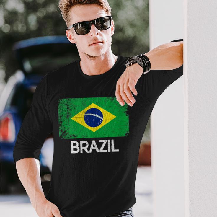 Brazilian Flag Vintage Made In Brazil Long Sleeve T-Shirt Gifts for Him