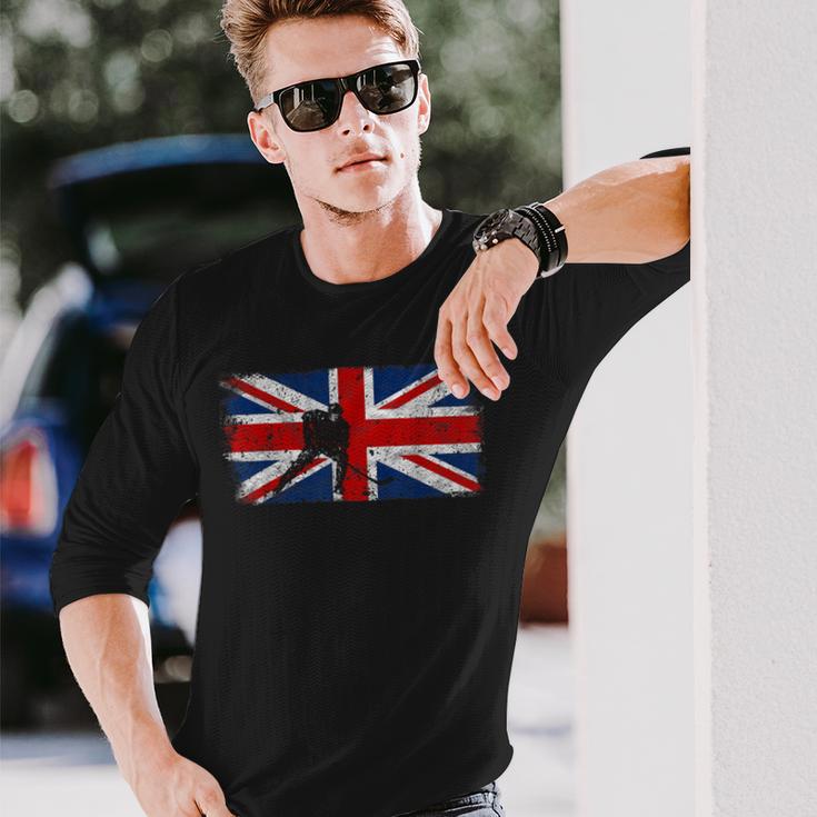 British Flag Ice Hockey Vintage Union Jack Long Sleeve T-Shirt Gifts for Him