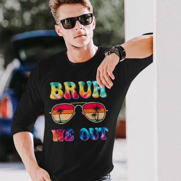 Bruh We Out Teachers Happy Last Day Of School Retro Vintage Long Sleeve T-Shirt Gifts for Him