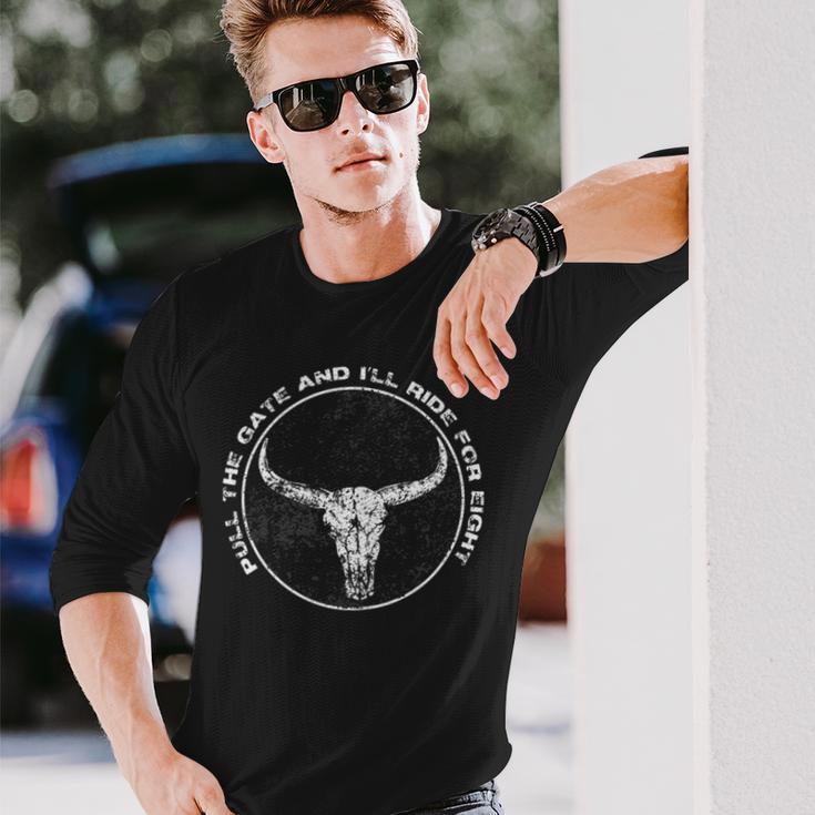 Bull Rider JrRodeo Bull Riding Pull The Gate Ride For 8 Long Sleeve T-Shirt Gifts for Him