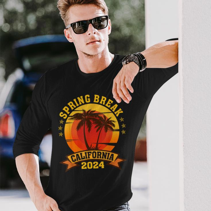 California 2024 Spring Break Family School Vacation Retro Long Sleeve T-Shirt Gifts for Him