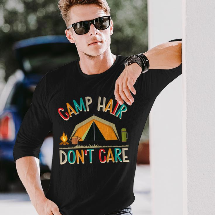 Camp Hair Don't Care Camping Outdoor Camper Wandern Langarmshirts Geschenke für Ihn