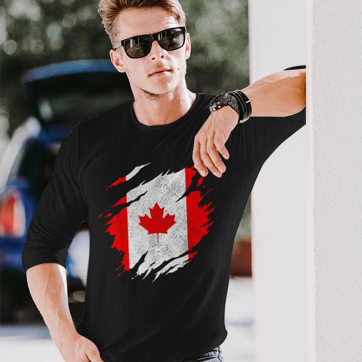 Canada Canadian Flag Vintage Langarmshirts Geschenke für Ihn