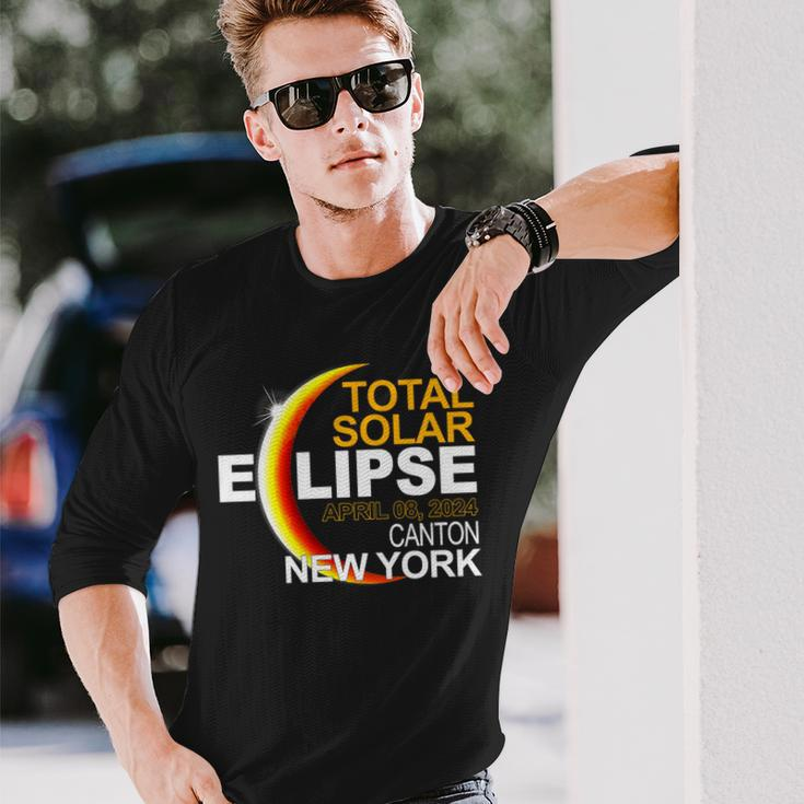 Canton New York Total Solar Eclipse April 8 2024 Long Sleeve T-Shirt Gifts for Him