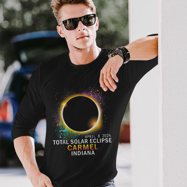 Carmel Indiana Total Solar Eclipse April 8 2024 Long Sleeve T-Shirt Gifts for Him