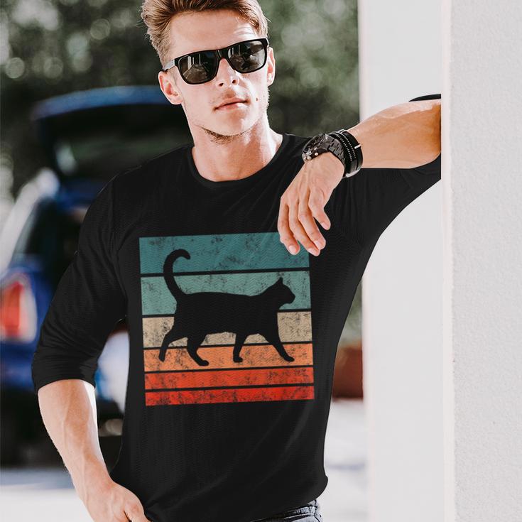 Cat Retro Style Vintage Long Sleeve T-Shirt Gifts for Him