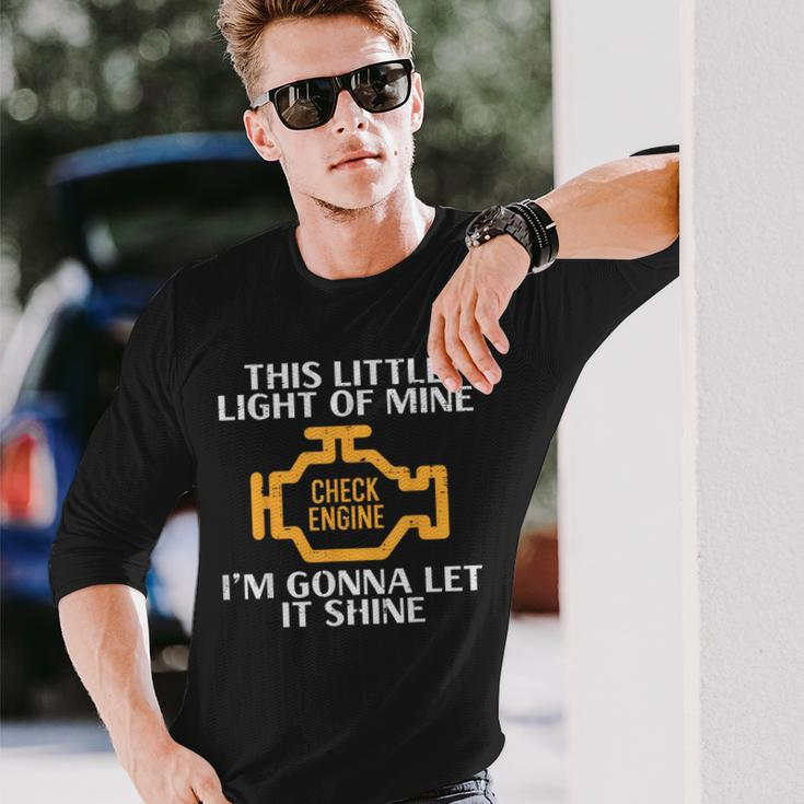 Check Engine Light Shine Car Auto Mechanic Garage Men Long Sleeve T-Shirt Gifts for Him