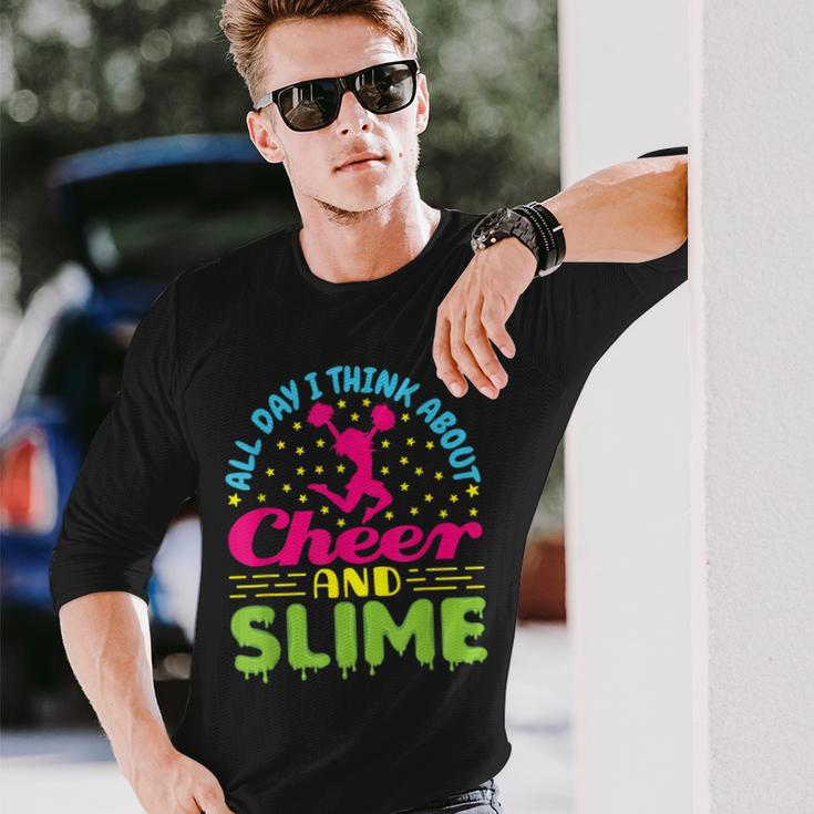 Cheer And Slime Cute Cheerleading Cheerleader Long Sleeve T-Shirt Gifts for Him