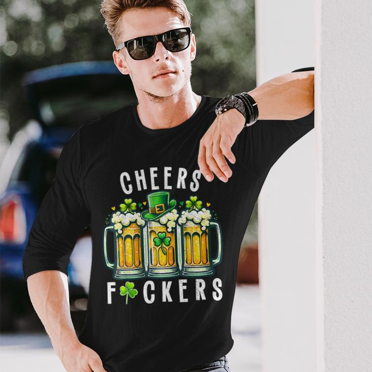 Cheers Fuckers St Patrick's Day Beer Drinking Long Sleeve T-Shirt Gifts for Him