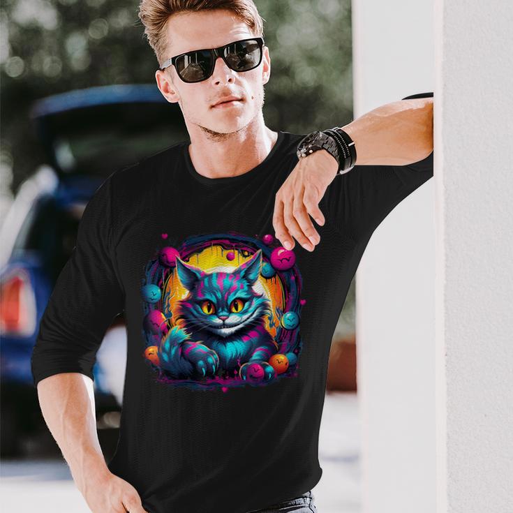 Cheshire Cat Alice In Wonderland Cool Graphic Langarmshirts Geschenke für Ihn