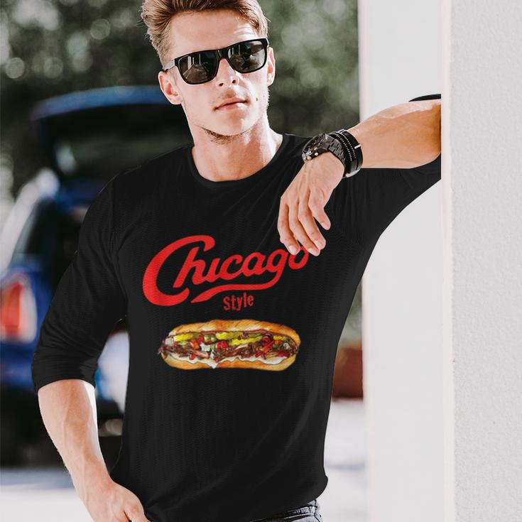 Chicago Italian Beef Sandwich Food Love Long Sleeve T-Shirt Gifts for Him