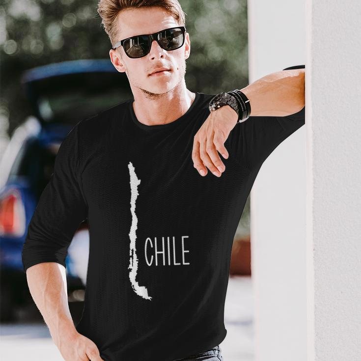 Chile Map Long Sleeve T-Shirt Gifts for Him
