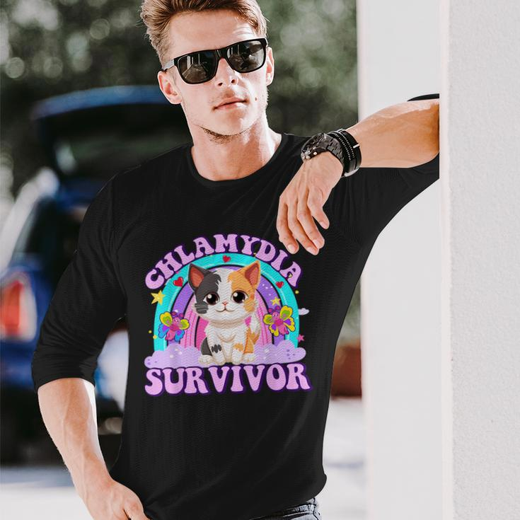Chlamydia Survivor Cat Meme For Adult Humor Long Sleeve T-Shirt Gifts for Him