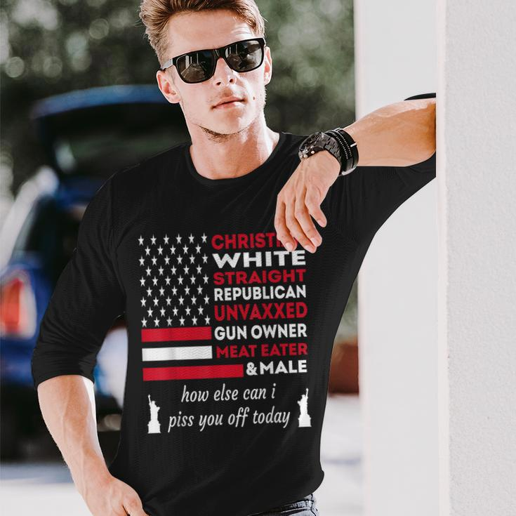 Christian White Straight Independence Day Memorial Day Pride Long Sleeve T-Shirt Gifts for Him