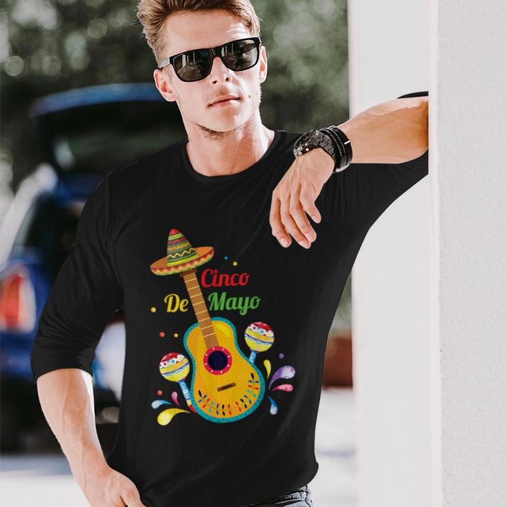 Cinco De Mayo Drinko De Mayo Music Guitar Lover Long Sleeve T-Shirt Gifts for Him