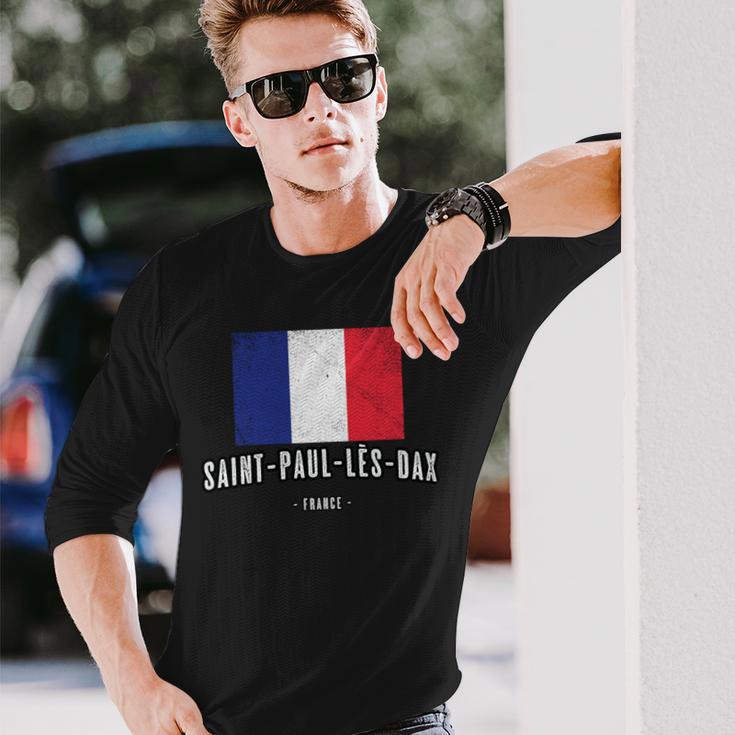 City Of Saint-Paul-Lès-Dax France French Flag Drapeau Long Sleeve T-Shirt Gifts for Him