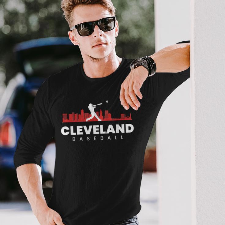 Cleveland Baseball Vintage Minimalist Retro Baseball Lover Long Sleeve T-Shirt Gifts for Him