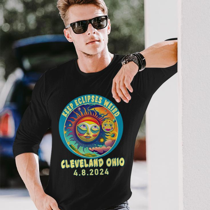 Cleveland Oh Solar Total Eclipse April 2024 Ohio Long Sleeve T-Shirt Gifts for Him