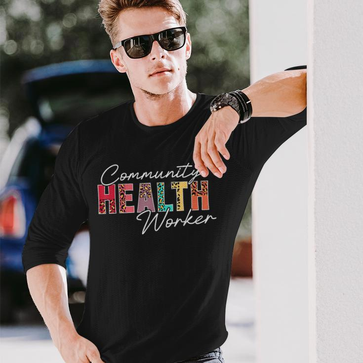 Community Health Worker Appreciation Leopard Long Sleeve T-Shirt Gifts for Him