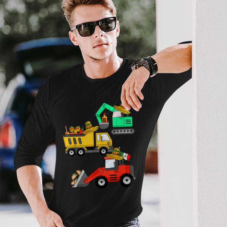 Construction Excavator Taco Mexican Crane Cinco De Mayo Long Sleeve T-Shirt Gifts for Him