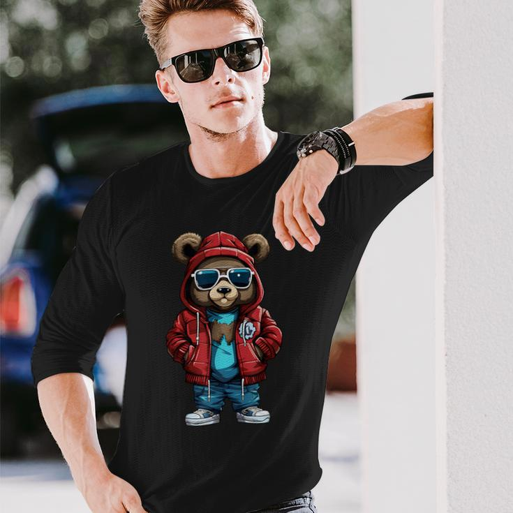 Cool Hip-Hop Bear Streetwear Graphic Long Sleeve T-Shirt Gifts for Him