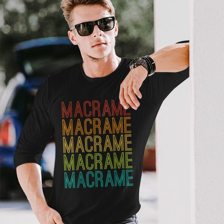 Cool Vintage Retro Macrame Long Sleeve T-Shirt Gifts for Him