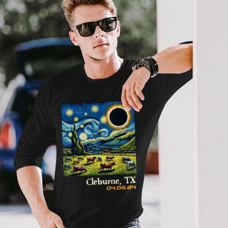 Countryside Total Solar Eclipse Cleburne Texas Long Sleeve T-Shirt Gifts for Him