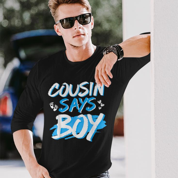 Cousin Says Boy Gender Reveal Baby Shower Party Matching Long Sleeve T-Shirt Gifts for Him
