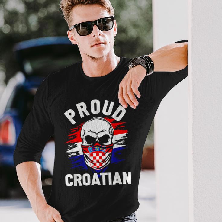 Croatia Men's Zagreb Croatia Hrvatska Black Langarmshirts Geschenke für Ihn