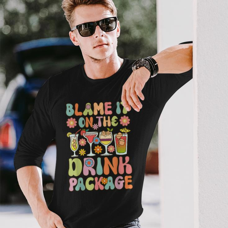 Cruise Vacation Cruising Drinking Blame It On Drink Package Long Sleeve T-Shirt Gifts for Him