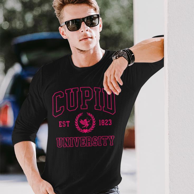 Cupid Est University Happy Valentines Day Love Vintage Retro Long Sleeve T-Shirt Gifts for Him