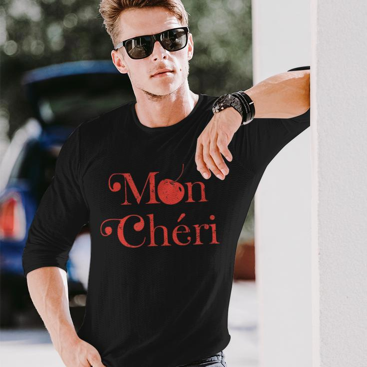 Cute Cherry Mon Cheri France Slogan Travel Langarmshirts Geschenke für Ihn