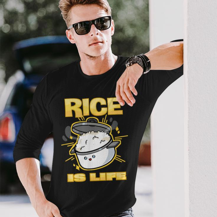 Cute Kawaii Rice Is Life Filipino Food Philippines Long Sleeve T-Shirt Gifts for Him