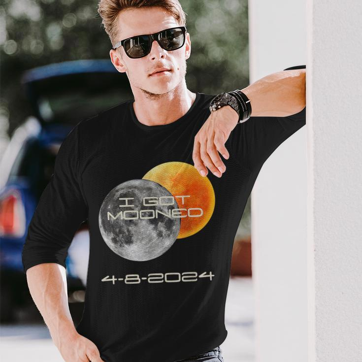 Cute Totality Solar Eclipse 2024 I Got Mooned April 8Th 2024 Long Sleeve T-Shirt Gifts for Him