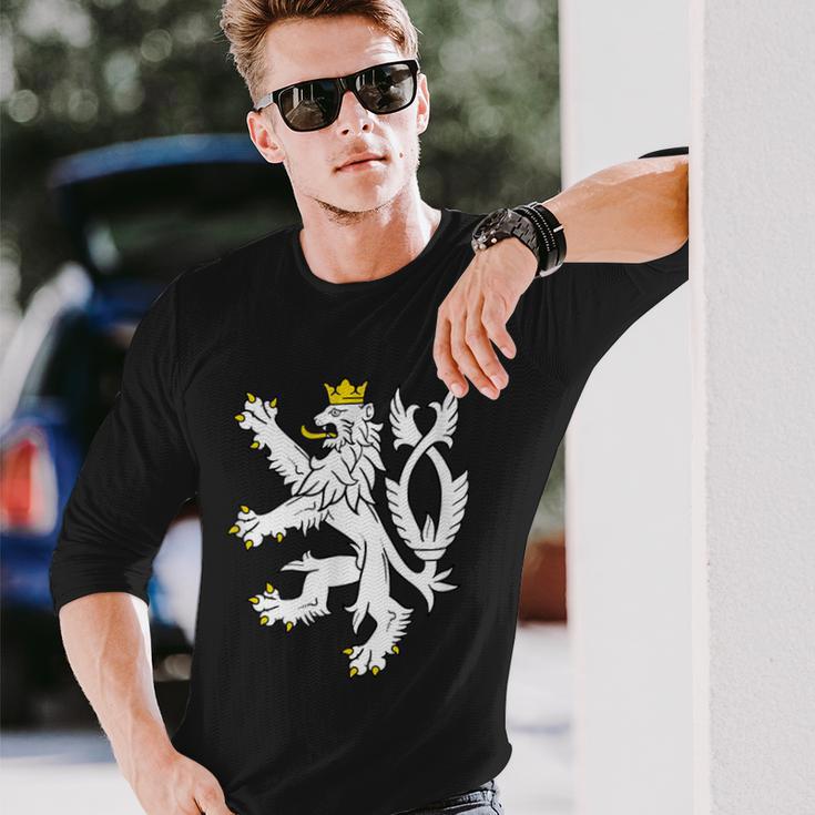 Czech Republic Coat Of Arms Bohemian Lion Symbol Long Sleeve T-Shirt Gifts for Him