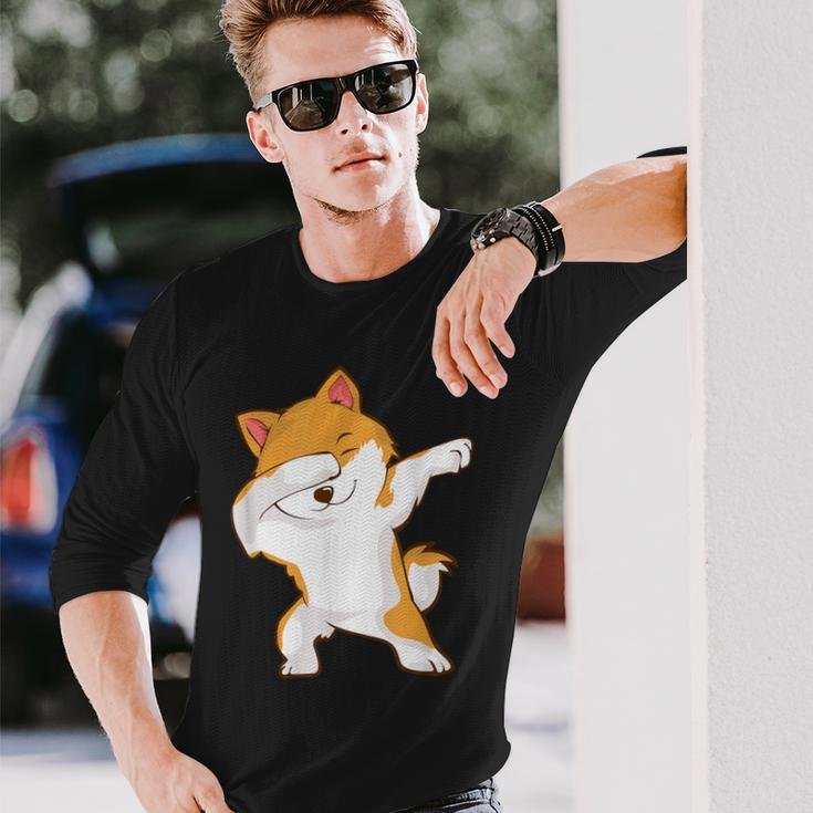 Dabbing Akita Inu Langarmshirts Geschenke für Ihn