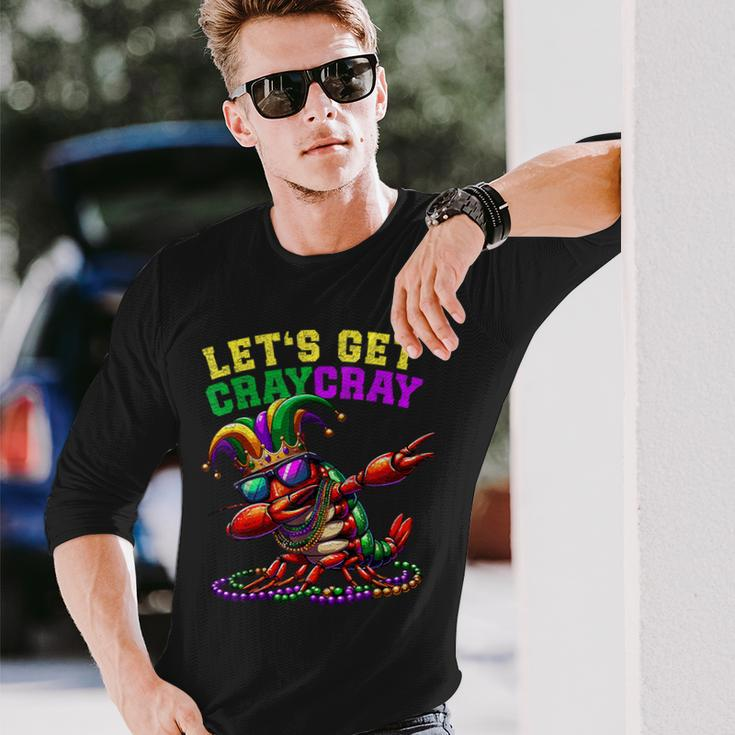 Dabbing Crawfish Costume Mardi Gras Lets Get Cray Cray Long Sleeve T-Shirt Gifts for Him