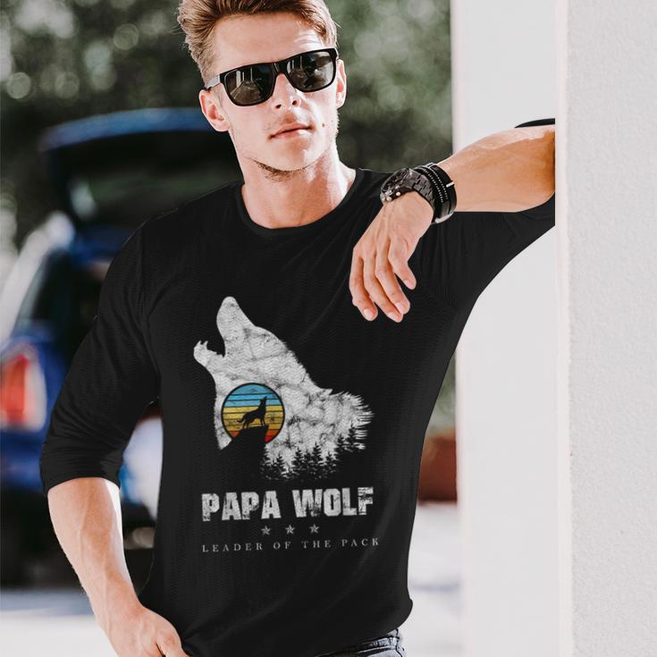 Dad Wolf Rudelführer Father's Day Wolfs intage Langarmshirts Geschenke für Ihn