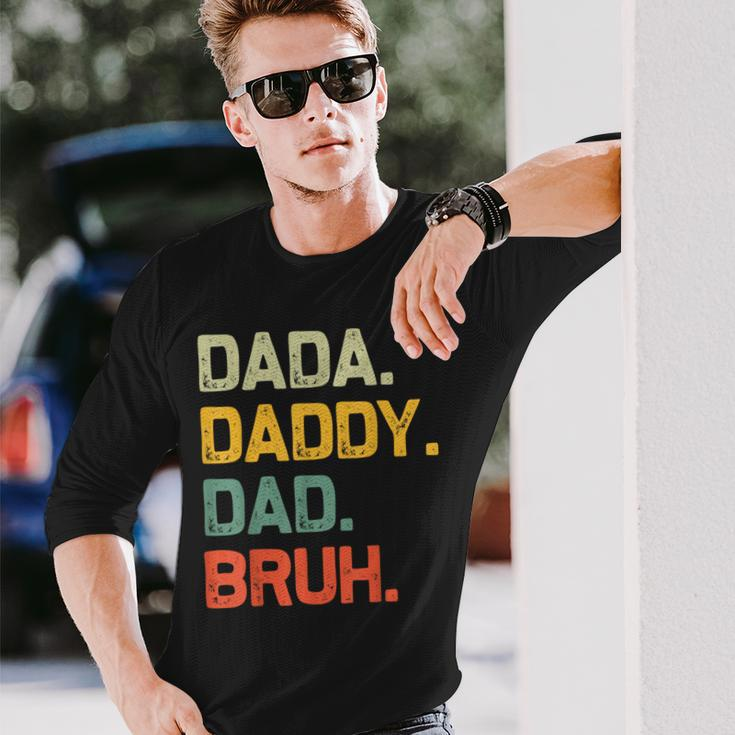 Dada Daddy Dad Bruh Vintage Fathers Day Dad Long Sleeve T-Shirt Gifts for Him