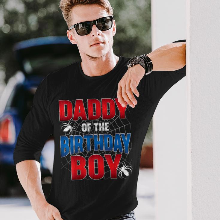 Daddy Of The Birthday Boy Costume Spider Web Birthday Party Long Sleeve T-Shirt Gifts for Him