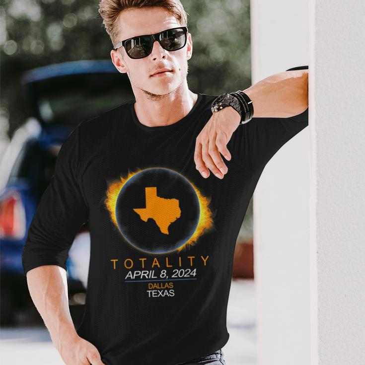 Dallas Texas Total Solar Eclipse 2024 Long Sleeve T-Shirt Gifts for Him