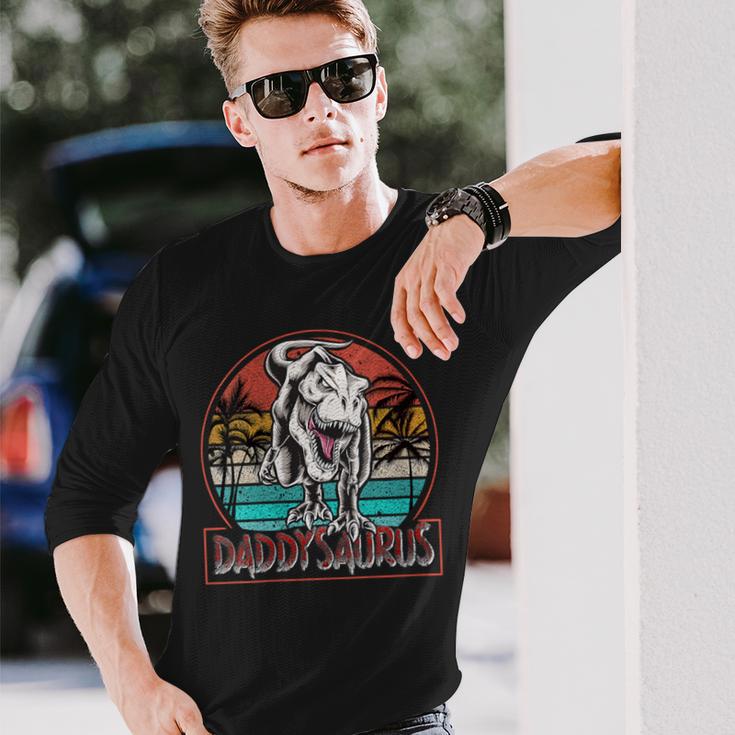 Damen Dino Daddysaurus Papa PapasaurusRex Mit-Ausschnitt Langarmshirts Geschenke für Ihn