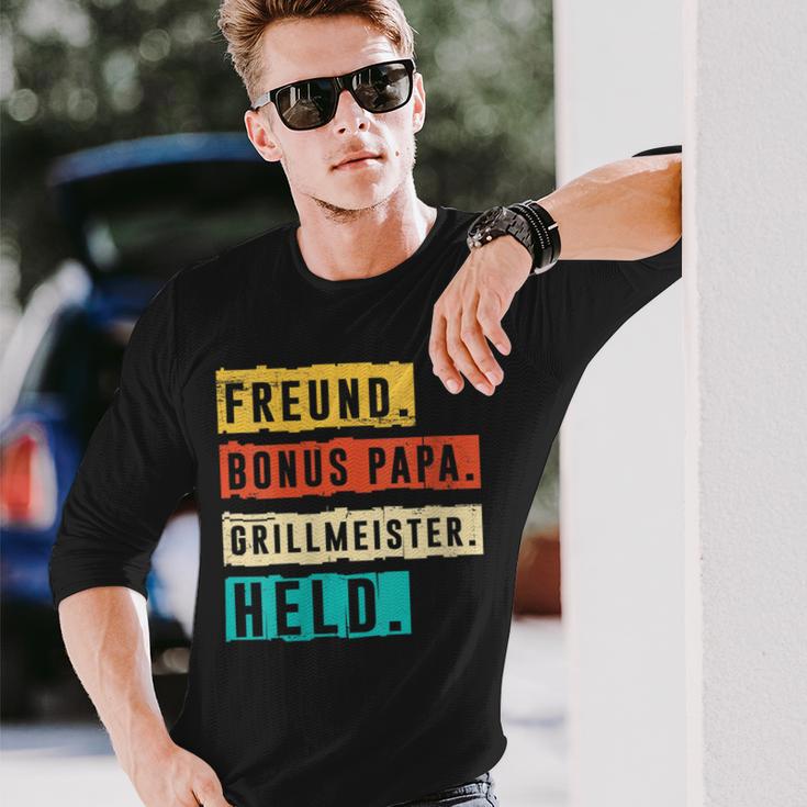 Damen Grillmeister Grillen Bonus Papa Mit-Ausschnitt Langarmshirts Geschenke für Ihn