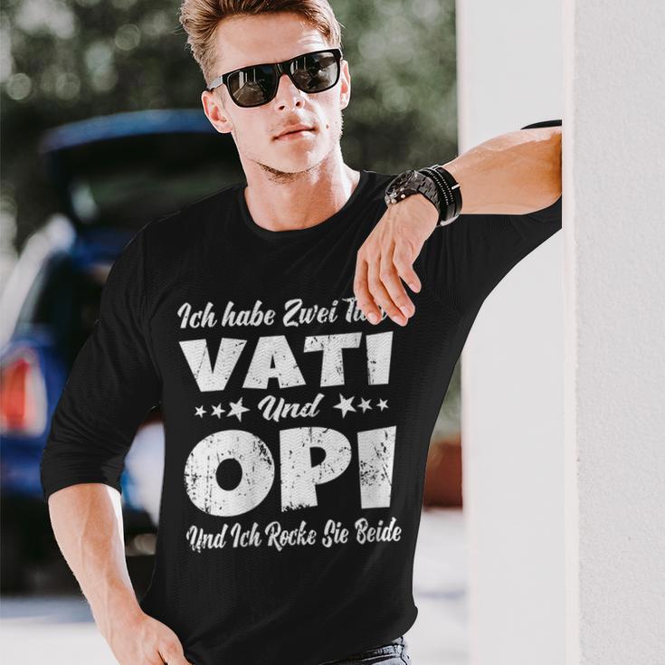 Damen Ich Habe Zwei Titel Papa Und Opa -Aterati & Opiatertag Mit-Ausschnitt Langarmshirts Geschenke für Ihn